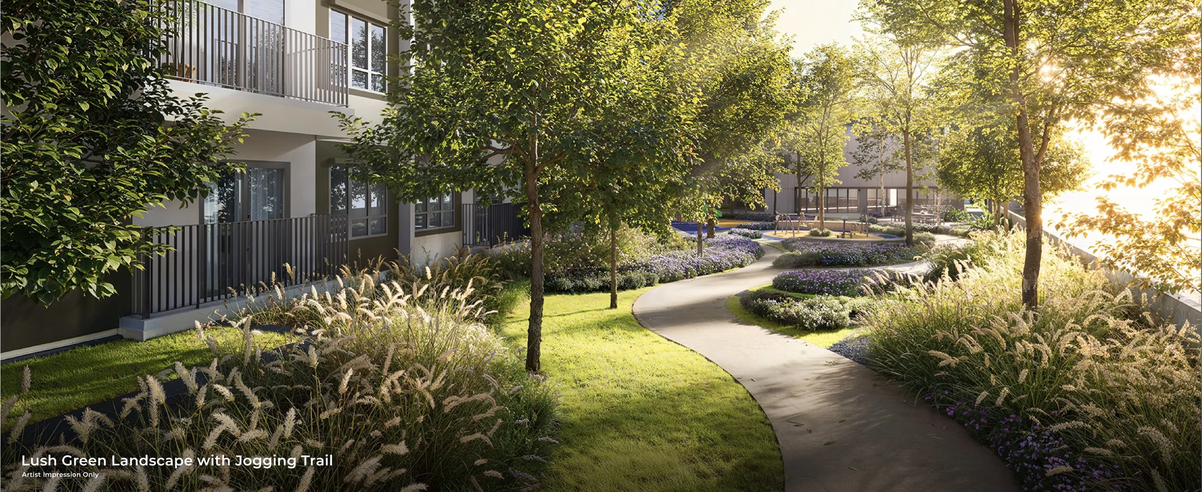 Lush Green Landscape with Jogging Trail, artist impression