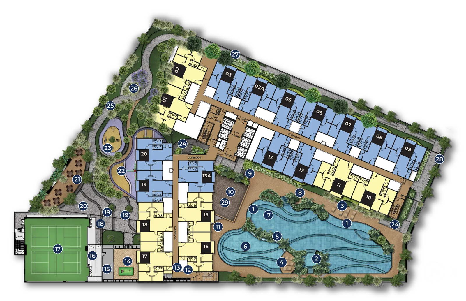 Site plan of the Level 7 and Level 8 facilities at M Aria